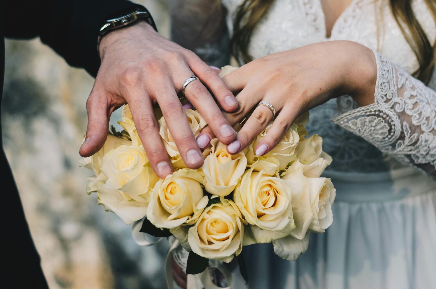 Open wedding album spread